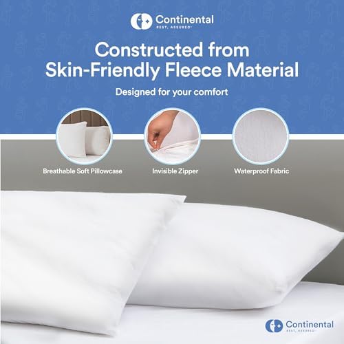 Continental Bedding Zippered Fleece Pillow Protector Queen Size