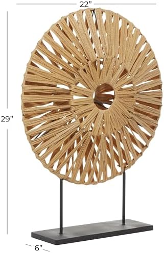 Deco 79 Abstract Rattan Decor Sculpture with Black Stand