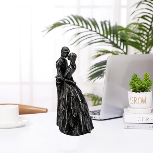Prettidecor Kissing Love Couple Statue Black Figurine