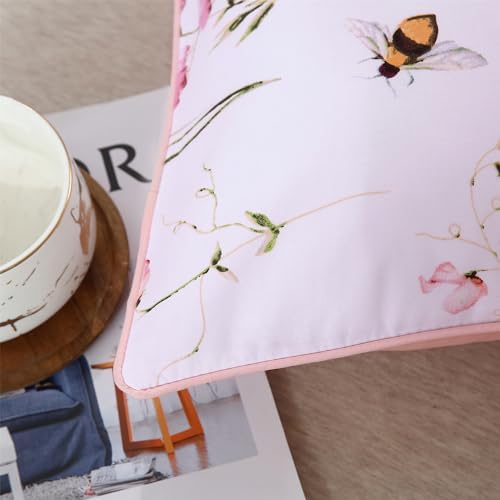 RYNGHIPY Egyptian Cotton King Pillowcases with Floral Bees Print