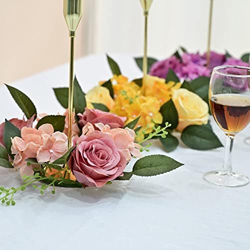 Elegant Rose Candle Wreath for Home Party Decor