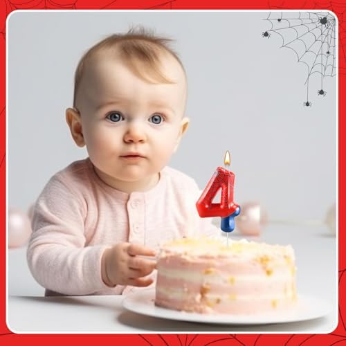 AXBMM Spider Themed Birthday Candle Number 4
