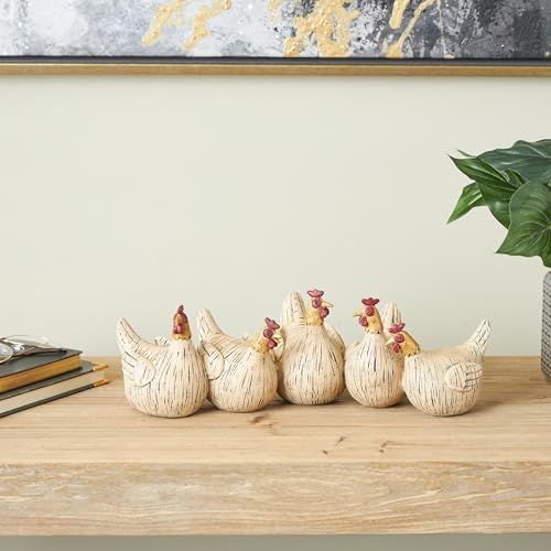 Deco 79 Polystone Chicken Statue with Gold Heads
