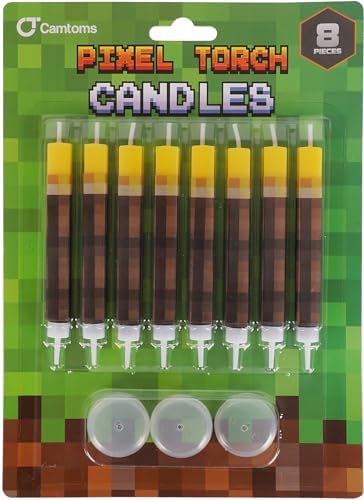 Pixel Torch Birthday Candles for Minecraft Parties 1
