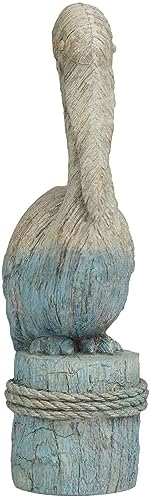 Deco 79 Polystone Blue Bird Statue with Rope Details