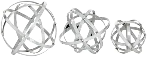Deco 79 Modern Metal Geometric Statues Set of 3 6 8 10 Silver