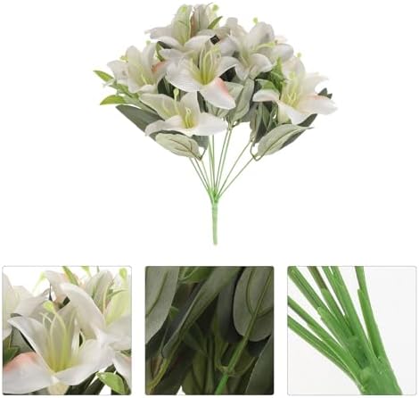 BESTOYARD Lifelike Artificial Lily Flower Bouquet Wedding Decor