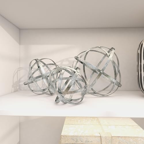 Deco 79 Modern Metal Geometric Statues Set of 3 6 8 10 Silver