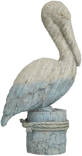 Deco 79 Polystone Blue Bird Statue with Rope Details