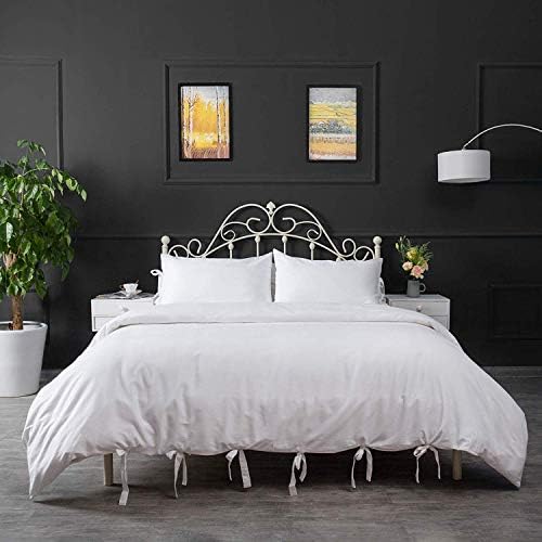 White Pillowcases with Bow Ties Pure Cotton King Size 2 Pieces