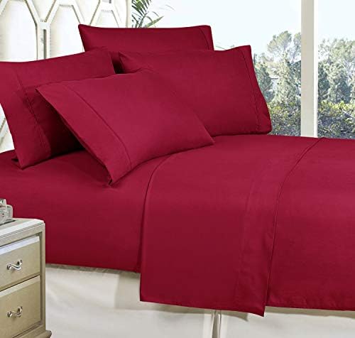 Elegant Comfort Ultra Soft 4-Piece Bed Sheet Set Wine Red Queen