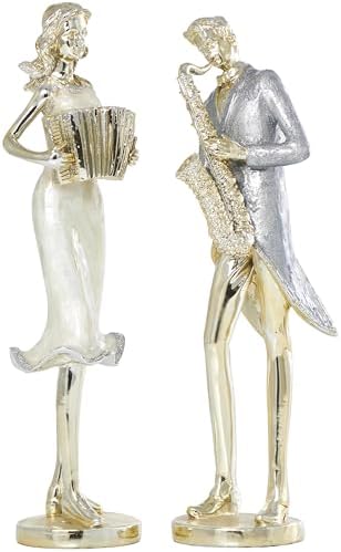 Deco 79 Resin Musician Statues Set of 2 4 x 14 Gold