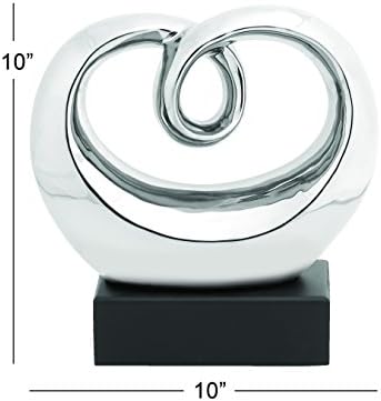 Deco 79 Abstract Ceramic Sculpture with Silver and Black Base