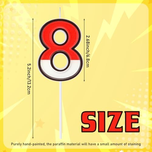 Conelist Cartoon Red White Birthday Candle Number 8 Cake Topper