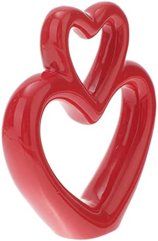 LUOZZY Red Heart Ceramic Sculpture Wedding Figurine