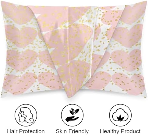 Unique Heart Print Pillow Covers - Soft Satin Pillowcases with Zipper Closure