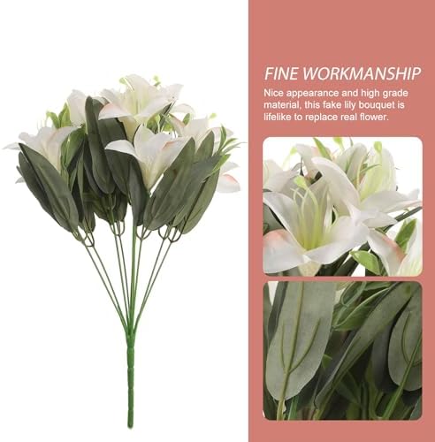 BESTOYARD Lifelike Artificial Lily Flower Bouquet Wedding Decor