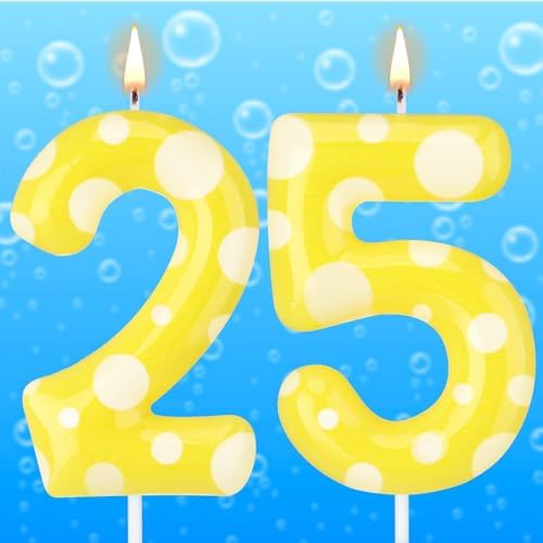 Cute Yellow Sponge Number 25 Birthday Candle