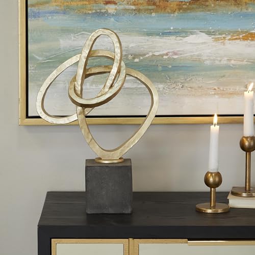 Deco 79 Polystone Gold Abstract Sculpture with Black Base