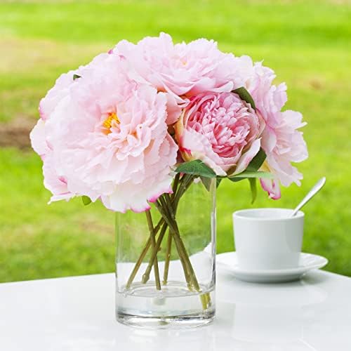 ENOVA FLORAL Pink Peonies in Glass Vase