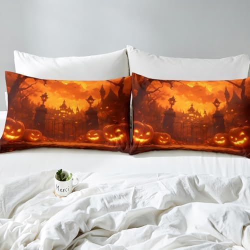 Castle Fairy Halloween Pumpkin Fitted Sheet Twin Size