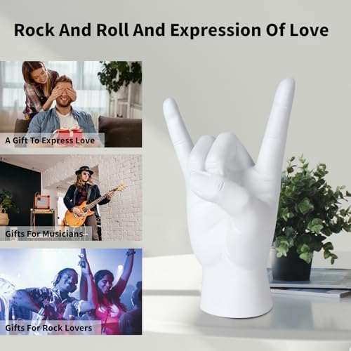 Rock and Roll Finger Sculpture White Modern Decor