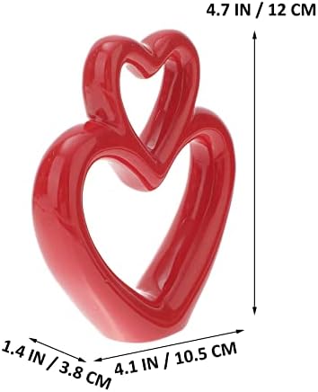 LUOZZY Red Heart Ceramic Sculpture Wedding Figurine