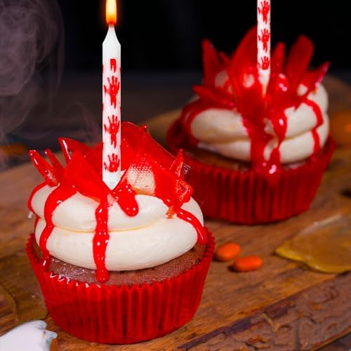 12 Pcs Bloody Handprint Candles Halloween Birthday Decorations