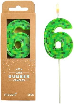 PHD CAKE 276 Inch Number 6 Pixel Birthday Candle