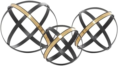 Deco 79 Set of 3 Black Metal Geometric Statues with Gold Accents