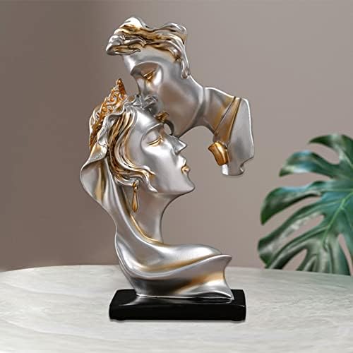 Couples Kiss Abstract Art Resin Sculpture Grey