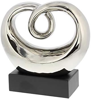 Deco 79 Abstract Ceramic Sculpture with Silver and Black Base