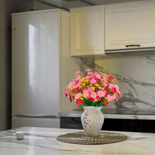 LikSoor Artificial Daisy Flowers 8 Bundles UV Resistant
