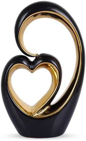 LCCCK Black and Gold Heart Sculpture Couple Decor