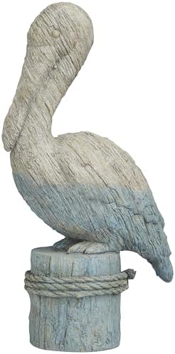 Deco 79 Polystone Blue Bird Statue with Rope Details