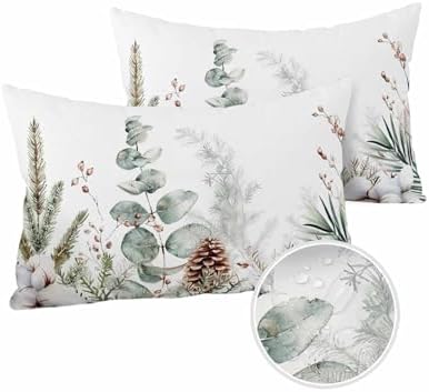 Waterproof Pillow Protector 2 Pack with Zipper and Pine Cone Pattern