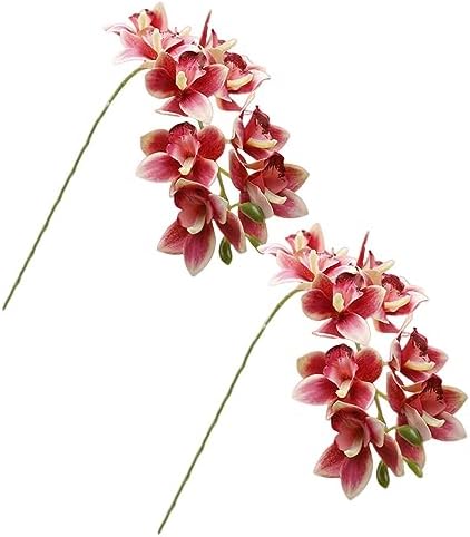 XZJMY 3D Fake Orchid Flowers Dark Pink 2PCS