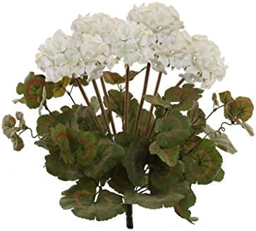 Larksilk White Artificial Geranium Flower Bush 18-Inch