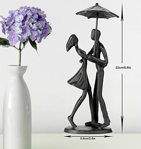 Loving Couple Under Umbrella Bronze Sculpture
