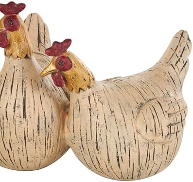 Deco 79 Polystone Chicken Statue with Gold Heads