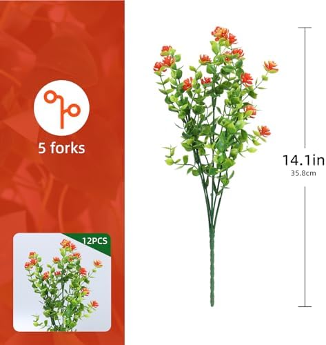 12PCS UV Resistant Artificial Flowers for Spring Home Decoration