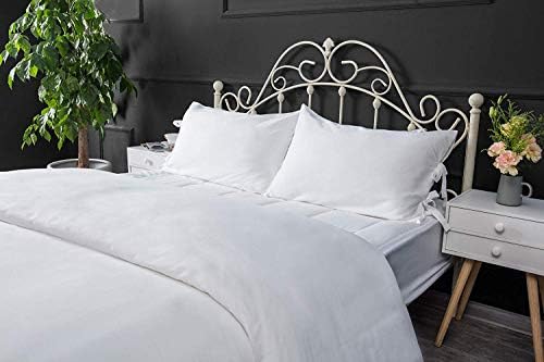White Pillowcases with Bow Ties Pure Cotton King Size 2 Pieces