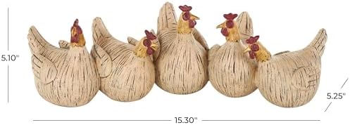 Deco 79 Polystone Chicken Statue with Gold Heads