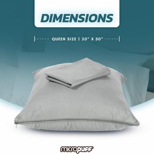 Micropuff Zippered Pillow Protectors Queen 20x30 4 Pack Gray