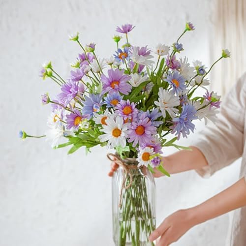 8 Bundles Artificial Silk Daisy Flowers Purple