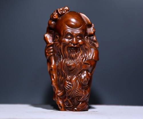 LimpaC Boxwood Longevity God Statue Handmade
