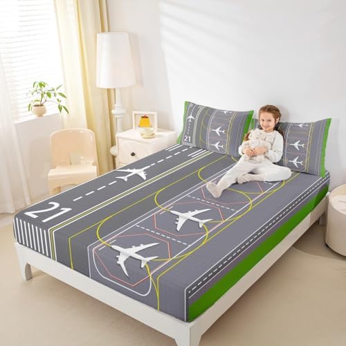 Castle Fairy Airplane Bed Sheet Set Twin Size with 1 Pillowcase