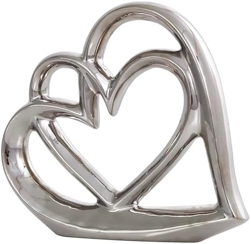 Deco 79 Silver Ceramic Heart Sculpture Abstract Modern Decor