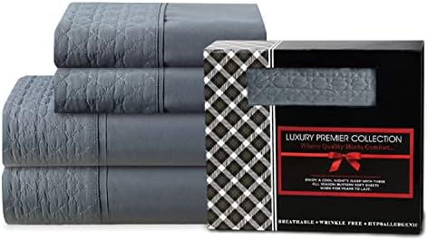 Elegant Comfort 4-Piece Quilted Bed Sheet Set - Twin Gray