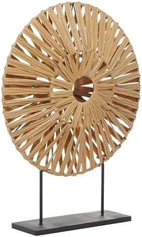Deco 79 Abstract Rattan Decor Sculpture with Black Stand
